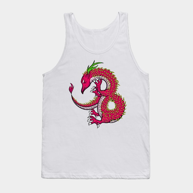 Cute Cartoon Dragon Fruit Chinese Dragon Tank Top by Gold Wings Tees